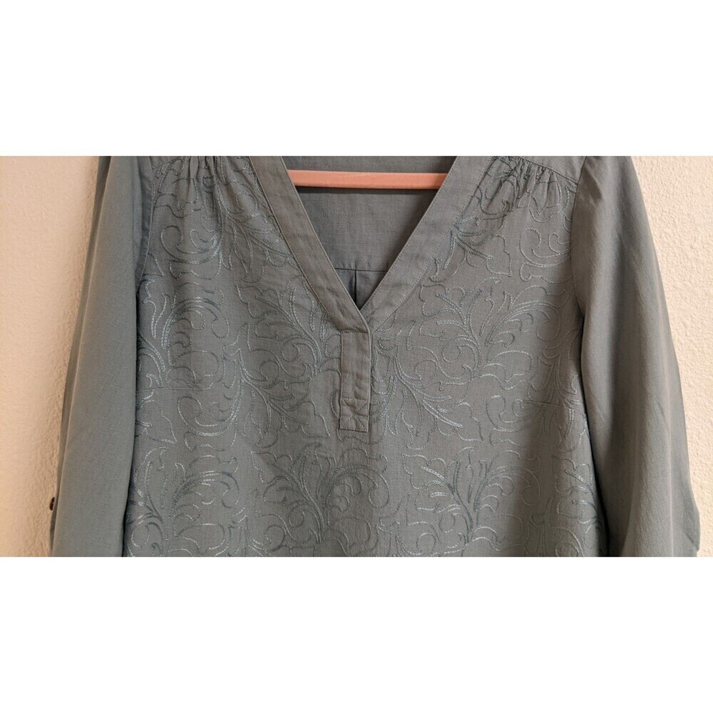 Women's Soft Surroundings Blue Lillith Arona Linen Boho Tunic Embroidered Top PM - Picture 6 of 13